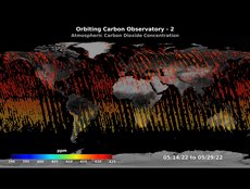 OCO-2 Global Visualization - Dotted (Sept 2014 - Oct 2022), 16-day rollup