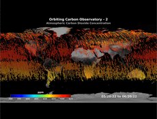OCO-2 Global Visualization - Dotted (Sept 2014 - Oct 2022), 32-day rollup